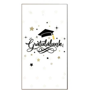 Dekor Hűtőmágnes – Gratulálok – Ballagási Ajándék – 7,5×14 cm – FaPapír