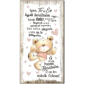 Dekor Hűtőmágnes – Te az én legjobb Barátnőm – Ajándék barátnőknek – 7,5×14 cm – FaPapír
