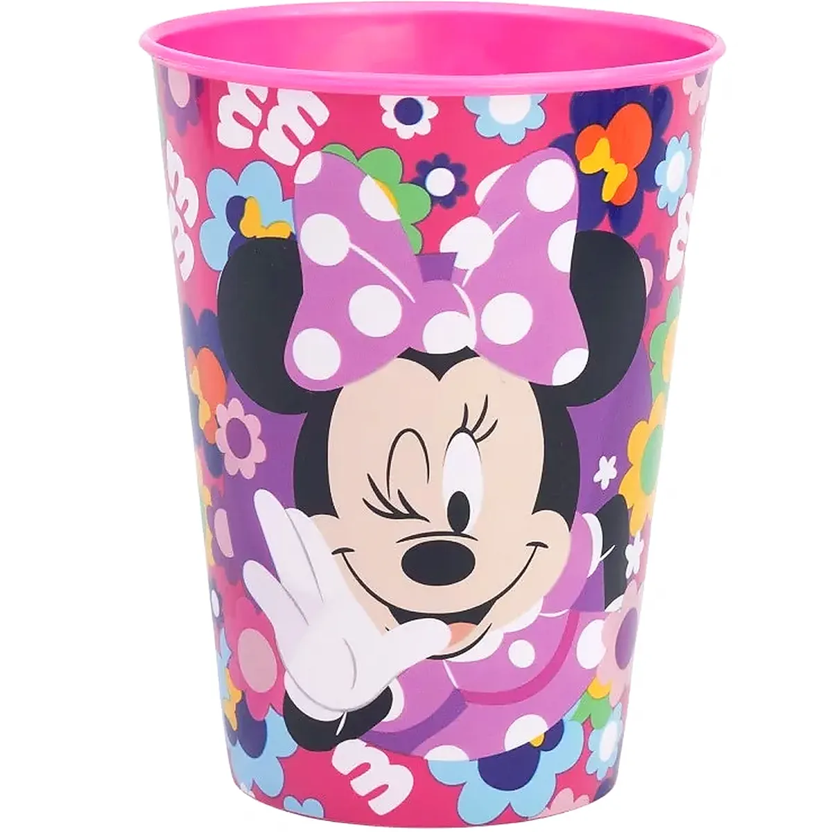 Disney Minnie Bold Florals műanyag pohár 260 ml – BPA‑mentes – Spanyol gyártás – Mikrózható pohár
