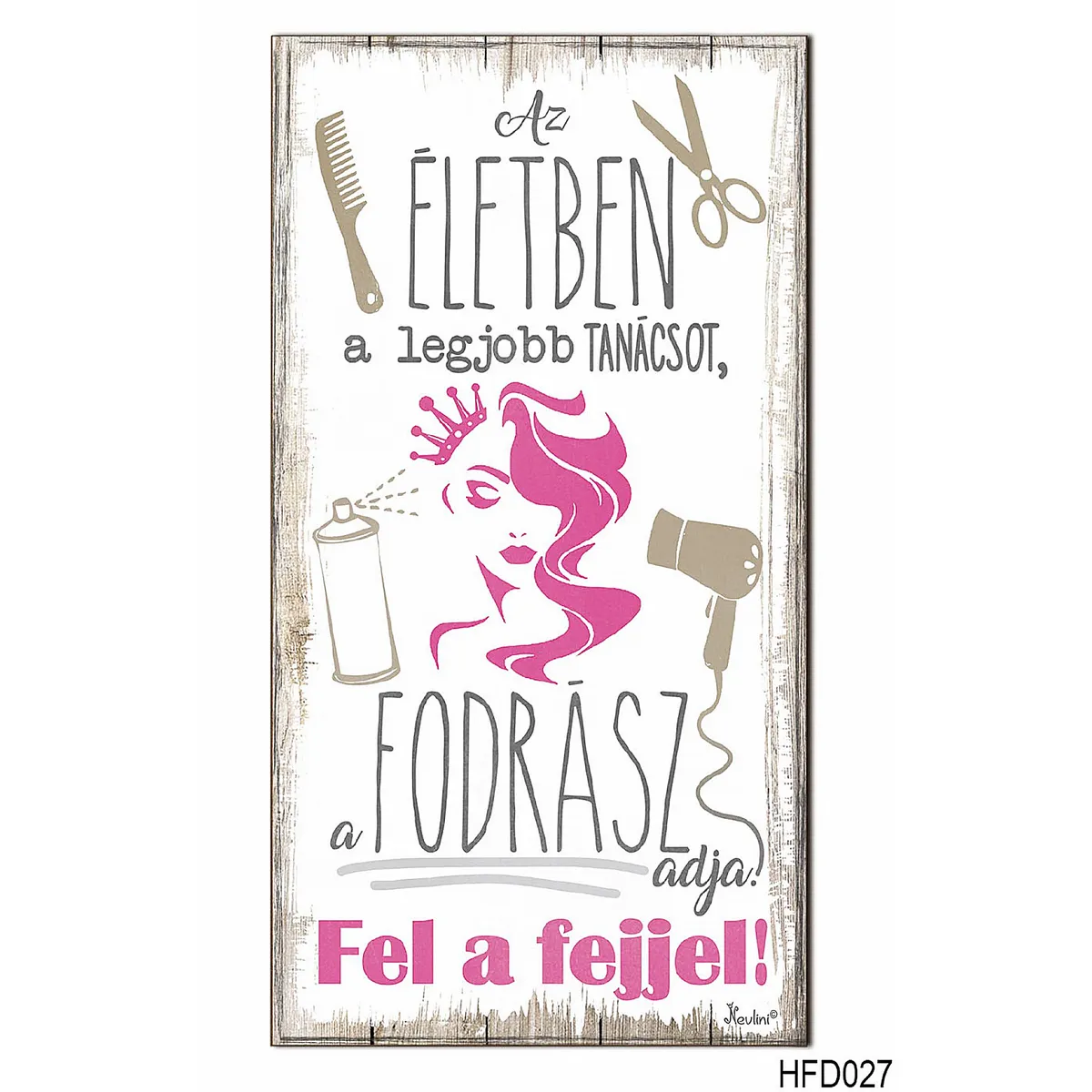 Hűtőmágnes Dekor Tábla – Fodrász – Ajándék Fodrászoknak – 7,5×14 cm – Fa–műanyag