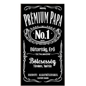 Hűtőmágnes Dekor Tábla – Prémium Papa – Ajándék Nagypapának – 7,5×14 cm – Fa–műanyag