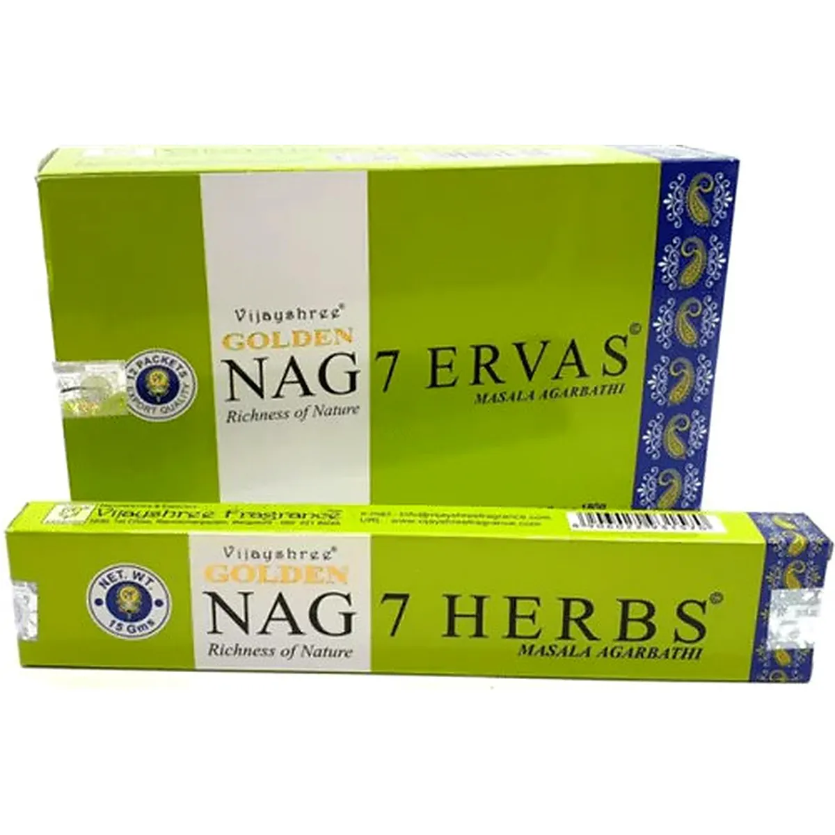 Golden Nag 7 Herbs 7 Gyógynövény Masala füstölő Prémium indiai füstölő